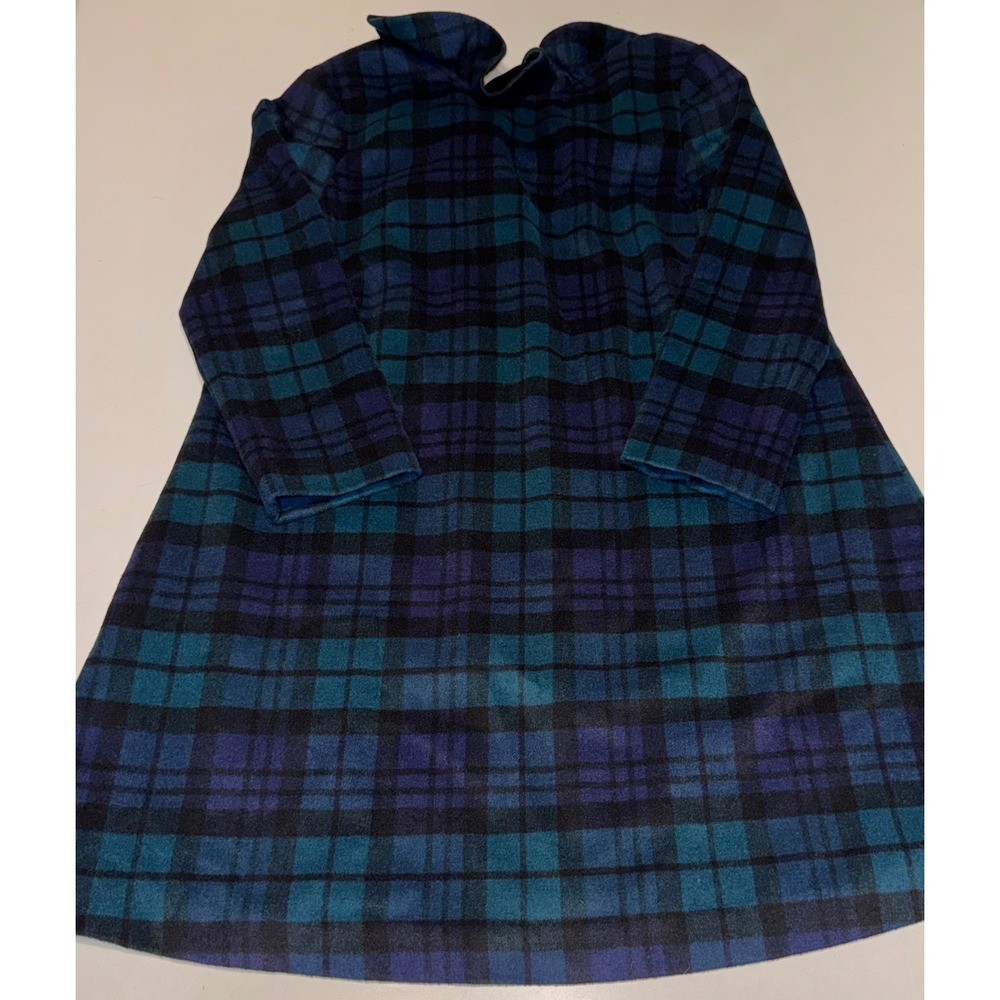 Tuckernuck Blackwatch Daphne Blue Green Plaid Ruffle Tie Neck Wool Blend Dress S